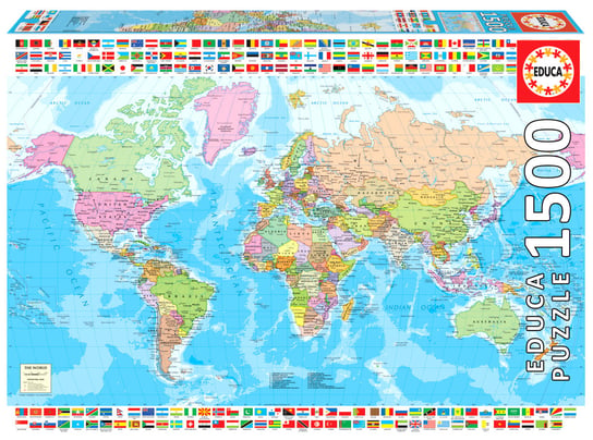 Educa, puzzle, Mapa polityczna świata, 1500 el. Educa