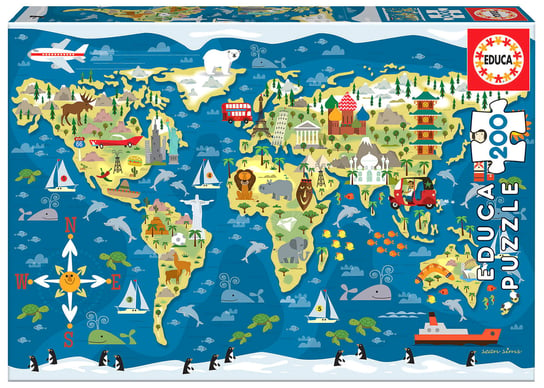 Educa, puzzle, Mapa świata, 200 el. Educa