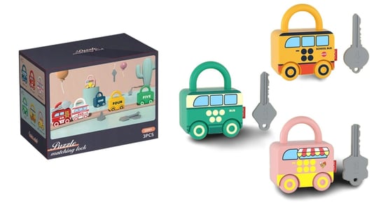 / Edukacyjne Puzzle Montessori Autka Kłódki Pojazdy Miejskie / Kreatywny Bobas™ Inna marka