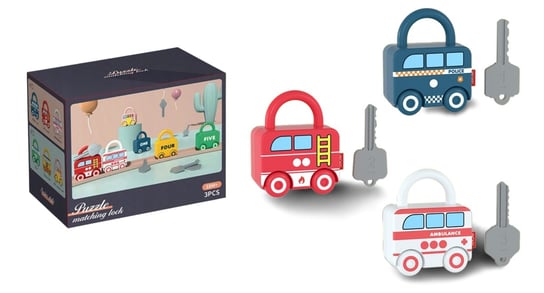 / Edukacyjne Puzzle Montessori Autka Kłódki Pojazdy Ratunkowe / Kreatywny Bobas™ Inna marka