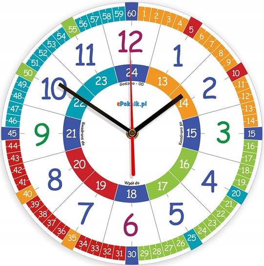 Edukacyjny Zegar Ścienny Dla Dzieci Bezgłośny Mechanizm M/ Epokoik Inna marka