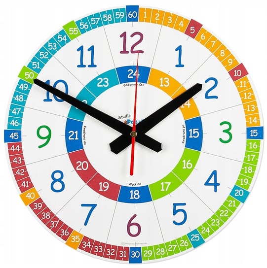 Edukacyjny Zegar Ścienny Dla Dzieci Bezgłośny Mechanizm MG/ Epokoik Inny producent