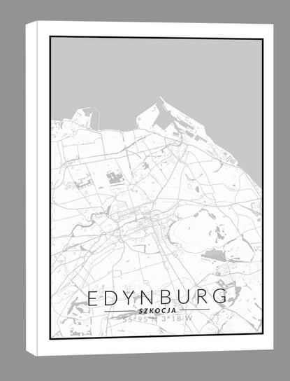 Edynburg mapa czarno biała - obraz na płótnie 60x80 cm Inna marka
