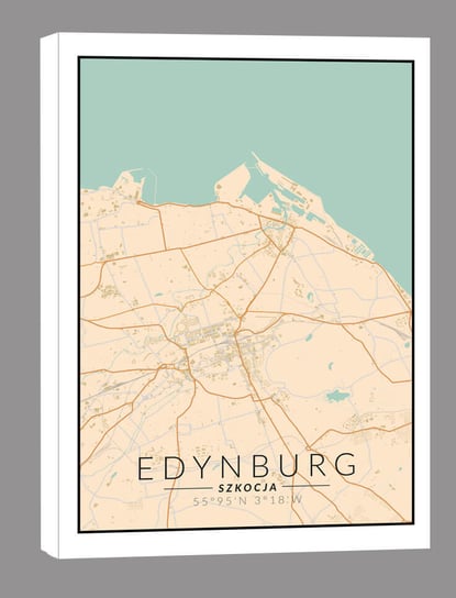 Edynburg mapa kolorowa - obraz na płótnie 20x30 cm Inna marka