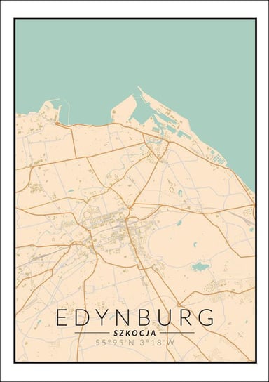 Edynburg mapa kolorowa - plakat 20x30 cm Galeria Plakatu