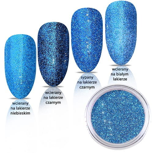 Efekt AluShine Blue (glitter 1g) - metaliczny pyłek do zdobień na lakier hybrydowy, żel uv i akryl Inna marka