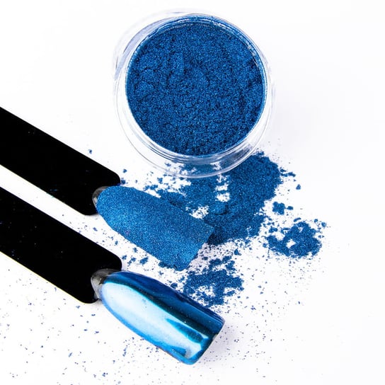 Efekt Glass Blue NR 8 - lustrzany pyłek do zdobień lakierów hybrydowych, żeli uv i akryli 3ml AllePaznokcie