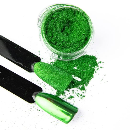 Efekt Glass Green NR 9 - lustrzany pyłek do zdobień lakierów hybrydowych, żeli uv i akryli 3ml AllePaznokcie