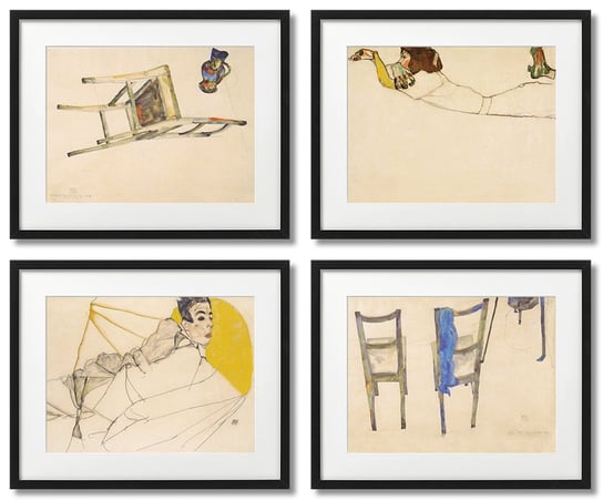 Egon Schiele, Autoportret Z Dziewczyną I Krzesła DEKORAMA