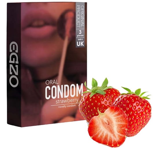 Egzo Prezerwatywy Oral Truskawka - 3 sztuki Egzo