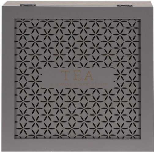 EH Excellent Houseware Herbaciarka drewniana, szkatułka na herbatę, 9 przegródek, brązowa, 24x24x7 cm EH Excellent Houseware