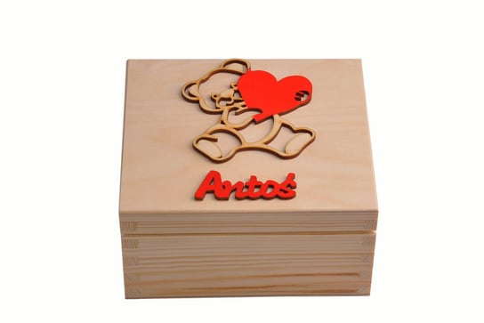 Eko skrzynka na prezent dekor miś serce  - przykładowe IMIĘ Zabawki Sensoryczne