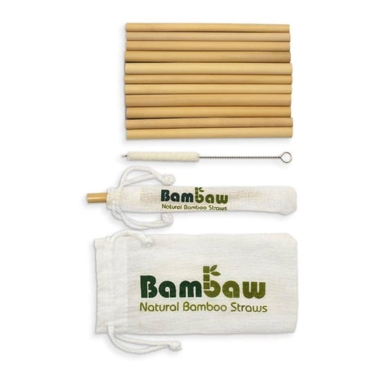 Eko słomki bambusowe 14 cm z woreczkiem Bambaw - 12 sztuk Bambaw