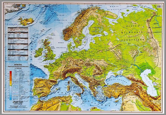 EkoGraf, Europa mapa ścienna fizyczna na podkładzie w drewnianej ramie,  1:7 000 000 Eko Graf