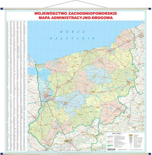 EkoGraf, mapa ścienna Województwo zachodniopomorskie, 1:200 000 Eko Graf