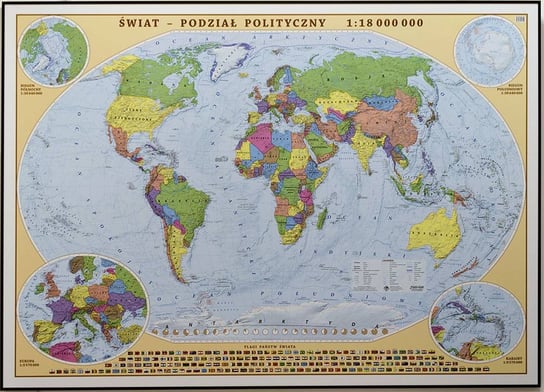 EkoGraf, Świat mapa ścienna polityczna na podkładzie do wpinania - pinboard, 1:18 000 000 Eko Graf