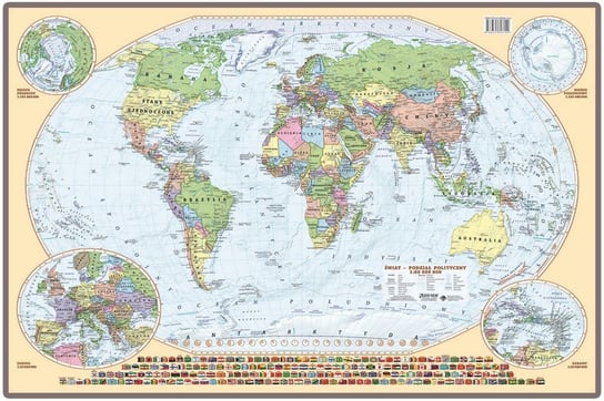 EkoGraf, Świat mapa ścienna polityczna na podkładzie w drewnianej ramie, 1:60 000 000 Eko Graf