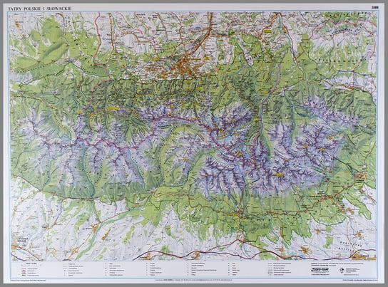 EkoGraf, Tatry polskie i słowackie mapa ścienna na podkładzie w drewnianej ramie, 1:35 000 Eko Graf