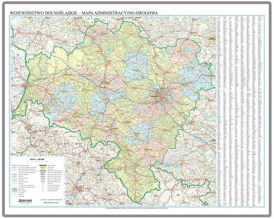 EkoGraf, Województwo dolnośląskie mapa ścienna na podkładzie w drewnianej ramie, 1:200 000 Eko Graf