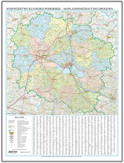 EkoGraf, Województwo kujawsko-pomorskie mapa ścienna na podkładzie wdrewnianej ramie, 1:200 000 Eko Graf