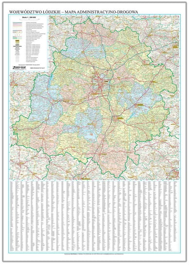 EkoGraf, Województwo łódzkie mapa ścienna administracyjno-drogowa na podkładzie w drewnianej ramie, 1:200 000 Eko Graf