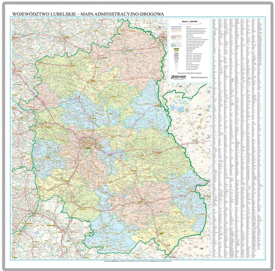 EkoGraf, Województwo lubelskie mapa ścienna na podkładzie w drewnianej ramie, 1:200 000 Eko Graf