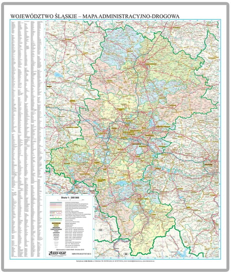 EkoGraf, Województwo śląskie mapa ścienna na podkładzie w drewnianej ramie, 1:200 000 Eko Graf