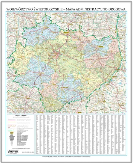 EkoGraf, Województwo świętokrzyskie mapa ścienna na podkładzie w drewnianej ramie, 1:200 000 Eko Graf