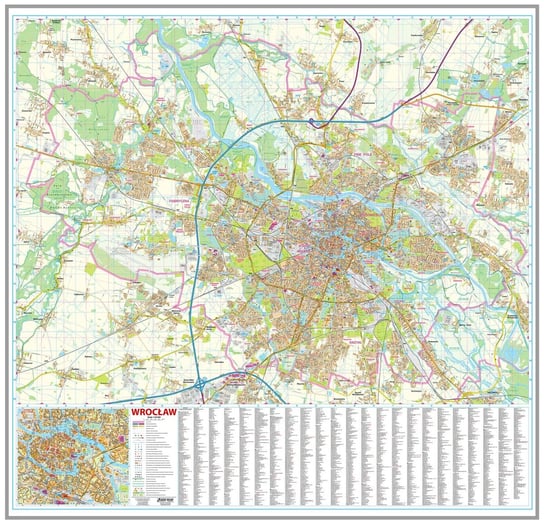 EkoGraf, Wrocław mapa ścienna 1:18 500 na podkładzie do wpinania - pinboard Opracowanie zbiorowe