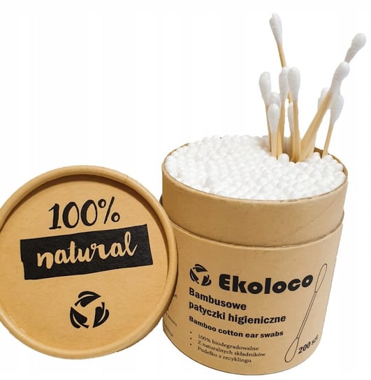 EKOLOCO, Patyczki higieniczne do uszu bambusowe, 200 szt. EKOLOCO