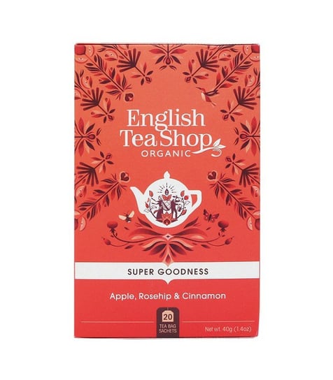 Ekologiczna herbata z hibiskusa z dziką różą, jabłkiem, cynamonem, Apple, Rosehip & Cinnamon, 20 x 2g, English Tea Shop English Tea Shop