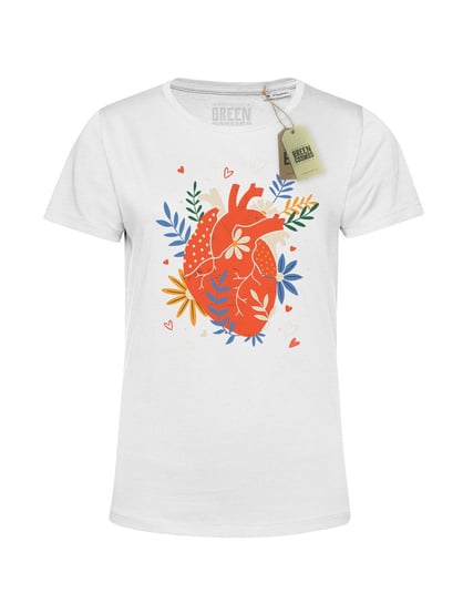 Ekologiczna koszulka damska FLOWER HEART z bawełny organicznej, serce GREEN COSMOS
