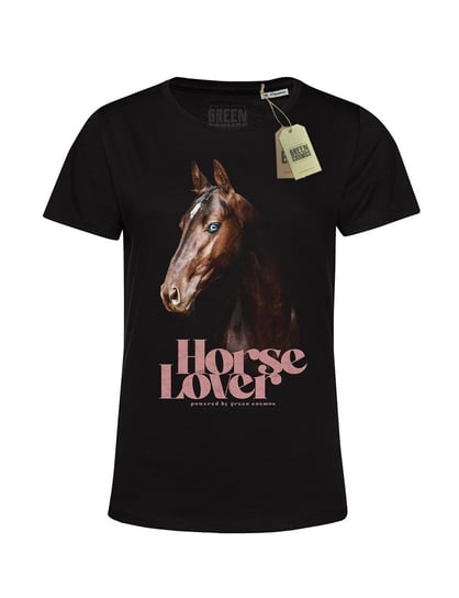 Ekologiczna koszulka damska HORSE LOVER z bawełny organicznej, koń GREEN COSMOS
