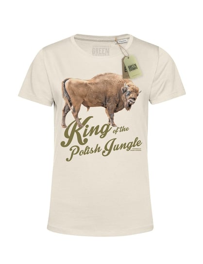 Ekologiczna koszulka damska KING OF THE POLISH JUNGLE z bawełny organicznej, żubr GREEN COSMOS