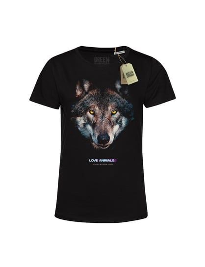 Ekologiczna koszulka damska LOVE ANIMALS WOLF z bawełny organicznej, wilk GREEN COSMOS