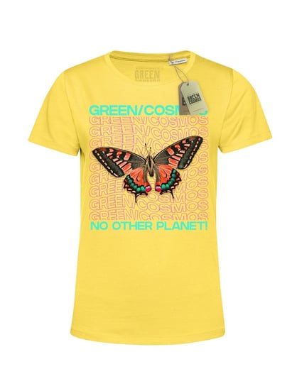 Ekologiczna koszulka damska NO OTHER PLANET z bawełny organicznej, motyl GREEN COSMOS