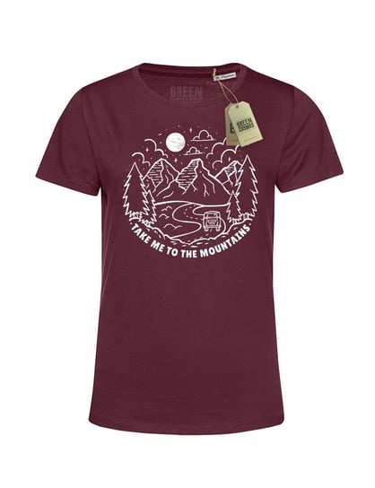 Ekologiczna koszulka damska TAKE ME TO THE MOUNTAINS z bawełny organicznej, góry GREEN COSMOS