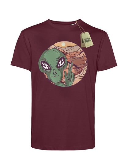 Ekologiczna koszulka męska ALIEN PEACE z bawełny organicznej, kosmita GREEN COSMOS