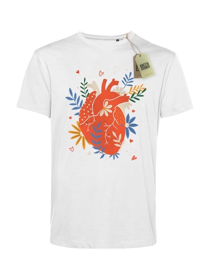 Ekologiczna koszulka męska FLOWER HEART z bawełny organicznej, serce GREEN COSMOS