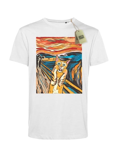 Ekologiczna koszulka męska SCREAM PARODY CAT z bawełny organicznej, kot GREEN COSMOS