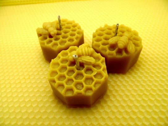 Ekologiczna świeca z wosku pszczelego ośmiobok z pszczołą 5 szt. Natural Wax Candle