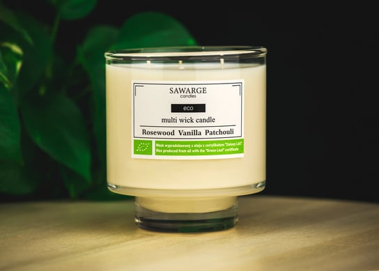 Ekologiczna Świeca Zapachowa Soja z certyfikatem /Wanilia Róża Paczula 450g/50h/Sawarge Candles SAWARGE Candles