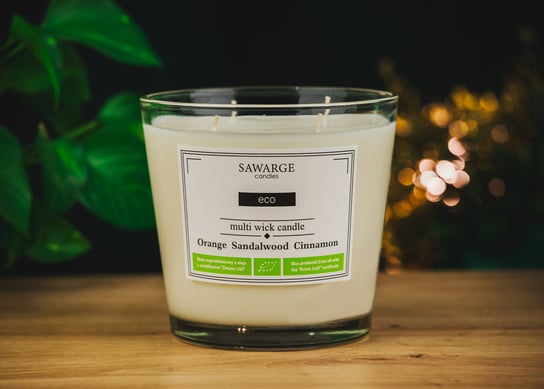 Ekologiczna Zapachowa Świeca Sojowa-No2/Pomarańcza Cynamon Sandalwood 800 g/70h/Sawarge Candles Inna marka