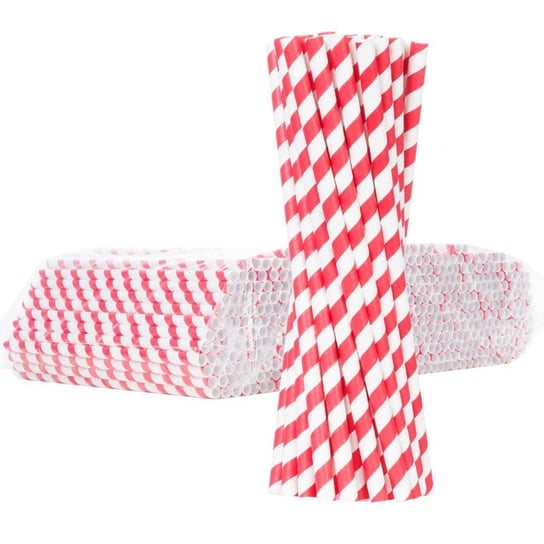 Ekologiczne słomki papierowe, 6/205 mm, biało-czerwone, 500 sztuk MS Ortis