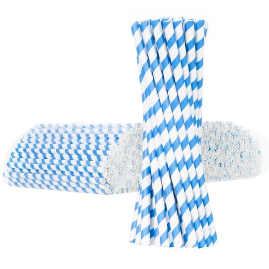 Ekologiczne słomki papierowe, 6/205 mm, biało-niebieskie, 500 sztuk MS Ortis