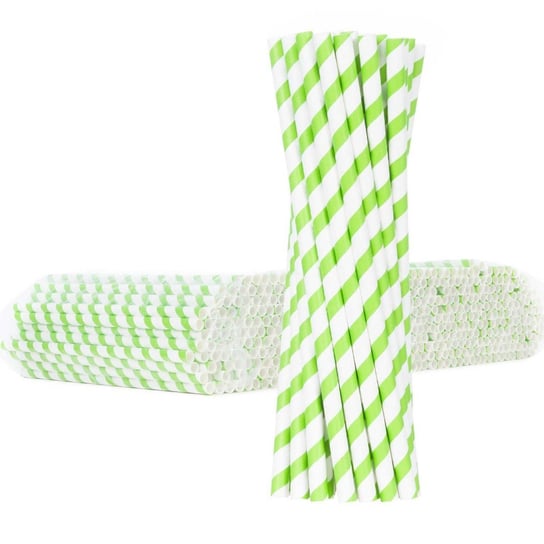 Ekologiczne słomki papierowe, 6/205 mm, biało-zielone, 500 sztuk MS Ortis