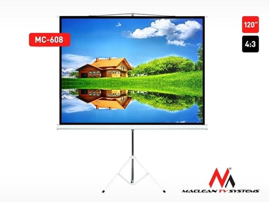 Ekran projekcyjny na stojaku MACLEAN MC-608, 120", 240x180, 4:3, biały matowy Maclean