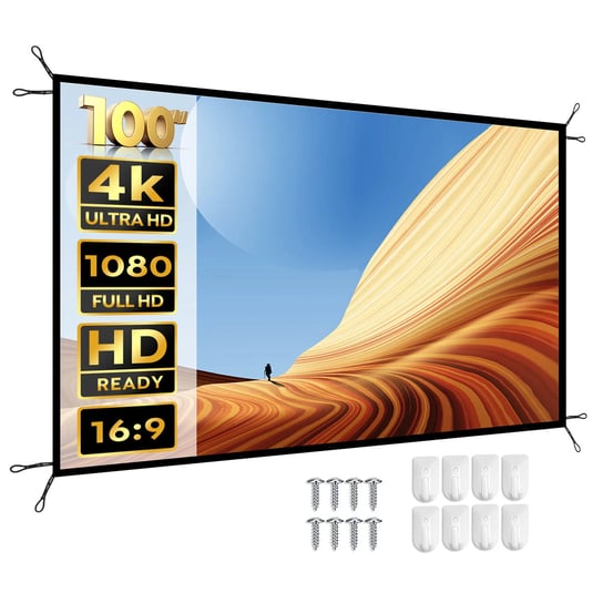 Ekran Projekcyjny Płótno Na Ścianę Yaber Ys-100F 4K UltraHD 100" cali 16:9 160° PVC Easy View Matowe Zysk 1.0 Inna marka