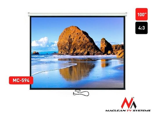 Ekran projekcyjny ścienny/sufitowy MACLEAN MC-594, 100", 200X150, 4:3, biały matowy Maclean