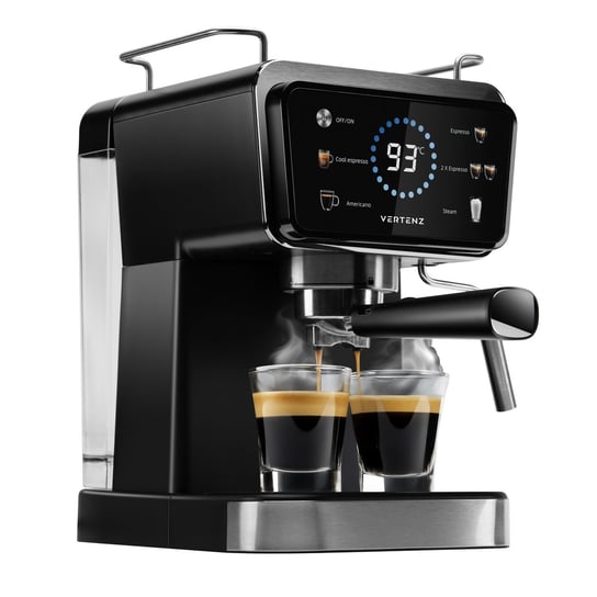 Ekspres Vertenz Puro 40, 20 bar, 1350 W, termoblokowy system grzewczy, możliwość przygotowania zimnego espresso, 5 rodzajów napojów, czarny Vertenz